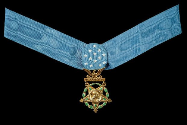 The Medal of Honor awarded to Pfc. Francis X. McGraw for action in Europe in 1944