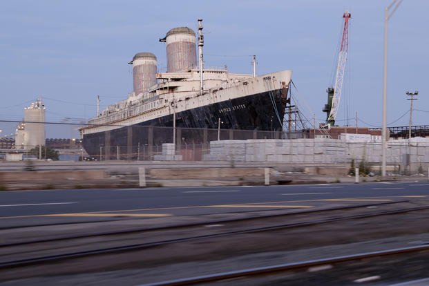 The S.S. United States is seen Sunday, June 16, 2024, at Pier 82, along the Delaware River