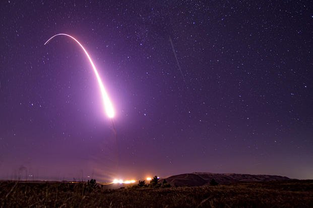 unarmed Minuteman 3 intercontinental ballistic missile test launch at Vandenberg Air Force Base,