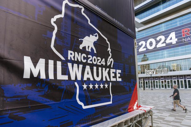 Fiserv Forum ahead of the 2024 Republican National Convention