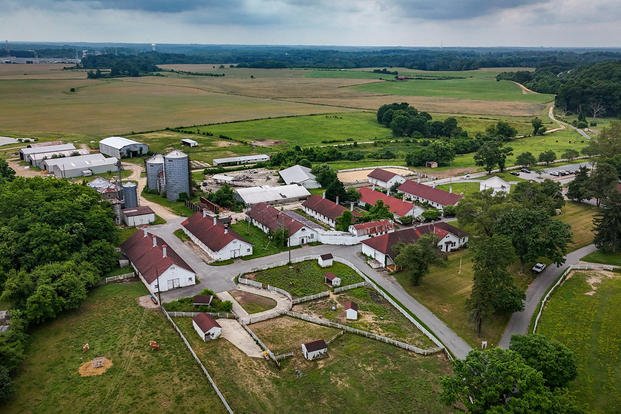 The Naval Academy Dairy Farm in Gambrills, Maryland, an 857-acre property owned by the Navy that once provided milk to future naval officers, is currently leased to Anne Arundel County. 