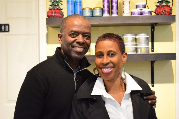 Aaron and LaVonia Gipson inside their hair salon, Hair Formations.