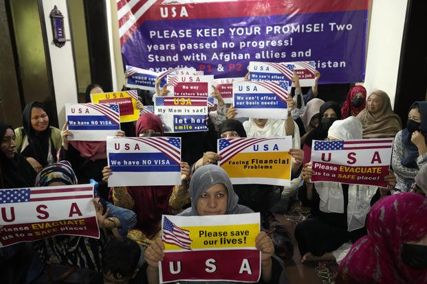 Afghan refugees demand their U.S. visa to be processed