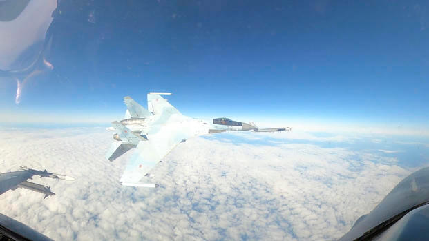 U.S. Air Force F-16 conducts a routine intercept of a Russian Tu-95 aircraft