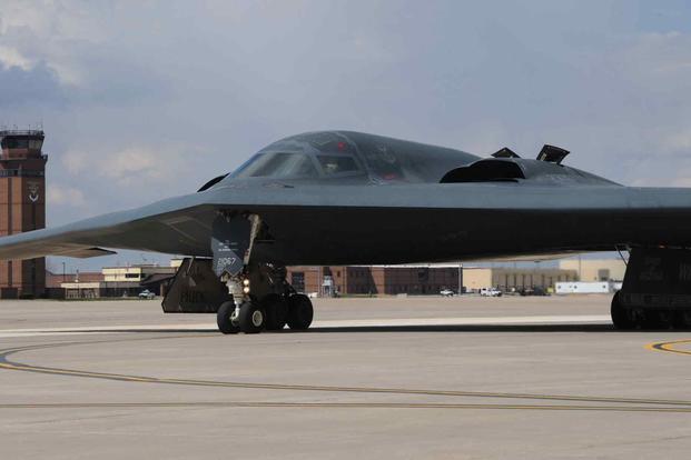 B-2 Spirit taxis at Whiteman Air Force Base, Missouri