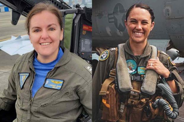 Lt. Cmdr. Lyndsay P. Evans and Lt. Serena N. Wileman