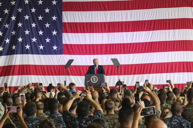 President Trump speaks to service members and their families in Italy