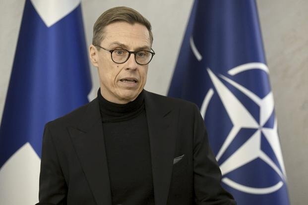 innish President Alexander Stubb meets with media