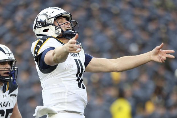 Navy quarterback Blake Horvath