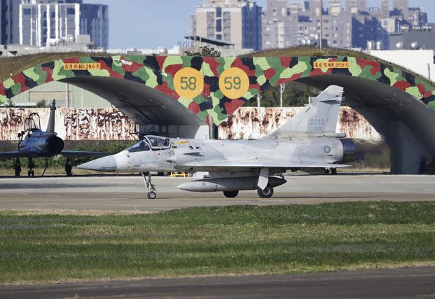 A Taiwan's Mirage 2000 fighter jet prepares to take off at an airbase in Hsinchu