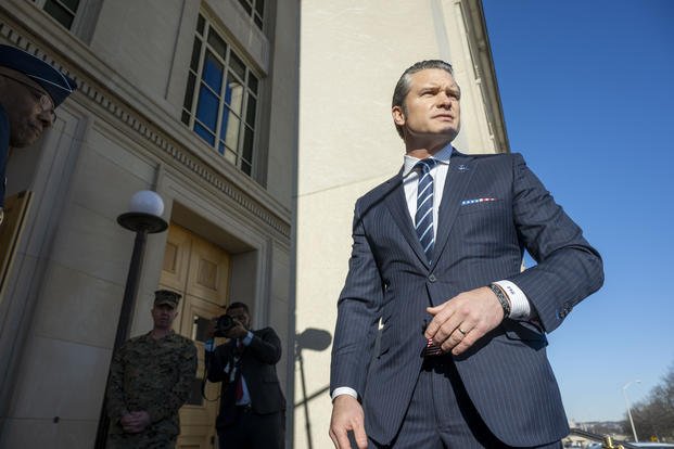 Defense Secretary Pete Hegseth arrives at the Pentagon