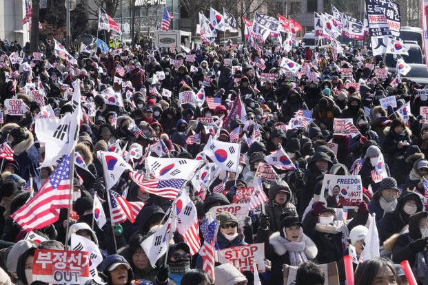 Supporters of impeached South Korean President Yoon Suk Yeol stage a rally