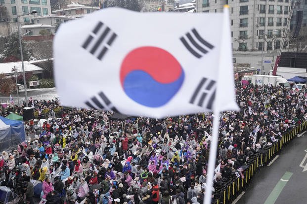 Supporters of impeached South Korean President Yoon Suk Yeol stage a rally