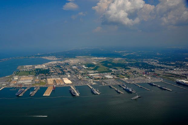 Aeria view of Naval Station Norfolk