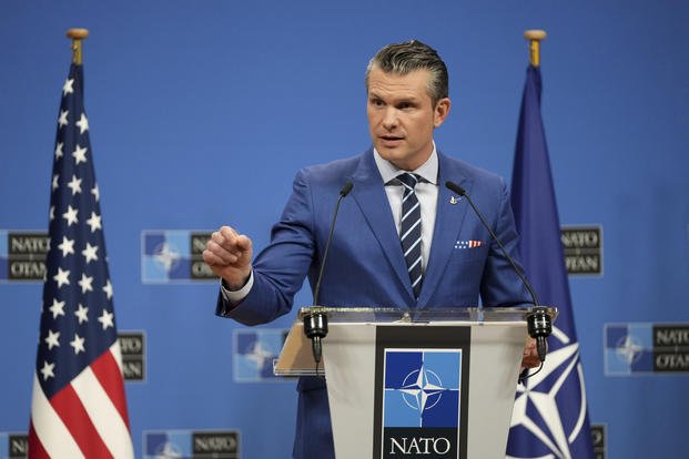 United States Secretary of Defense Pete Hegseth speaks
