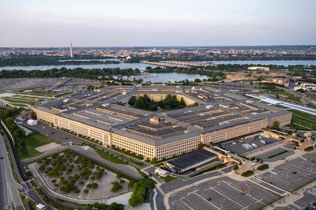 An aerial view of the Pentagon, Washington, D.C.