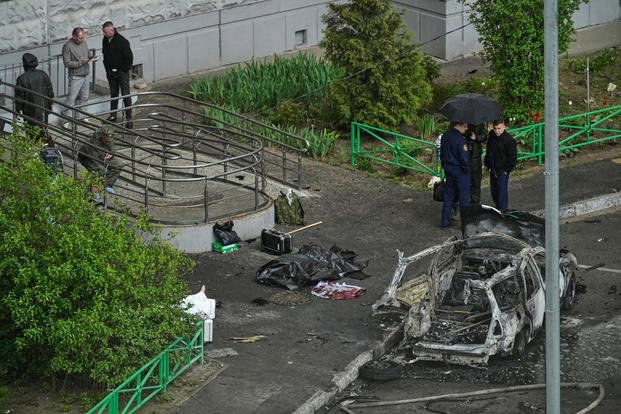 Scene where Lt. Gen. Yaroslav Moskalik was killed by an explosive device 