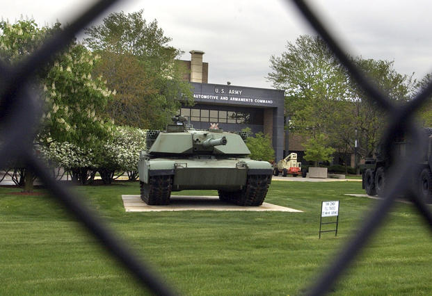 M1 Abrams tank is displayed outside the Tank-Army Automotive and Armaments Command (TACOM) in Warren, Mich.