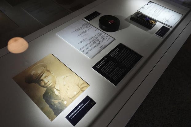 Artifacts are displayed inside the Buffalo Soldiers National Museum in Houston.