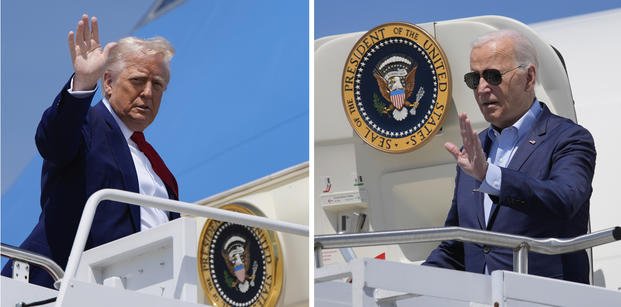 side by side photos of President Trump on the left and President Biden on the right