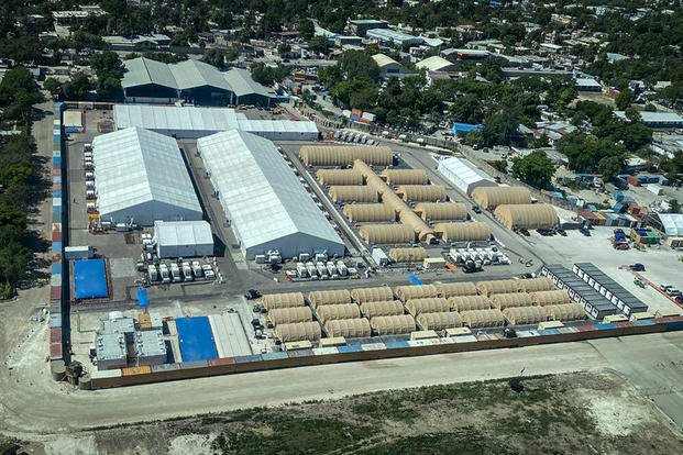 View of the Kenya-led Multinational Security Support mission base located near Port-au-Prince's international airport in Haiti.