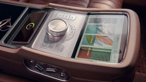 2025 Genesis G90 Burgundy Interior Rear Infotainment