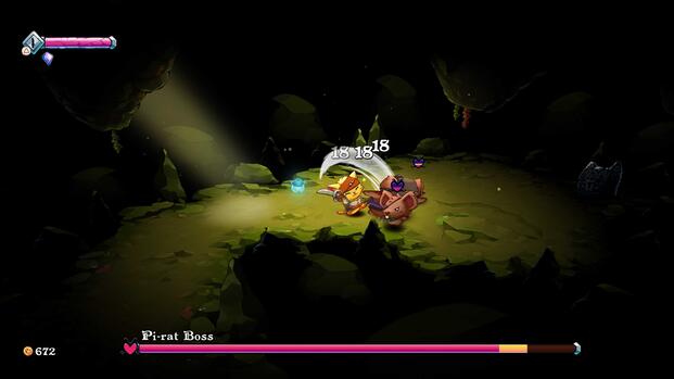 Attacking enemies in a cave in Cat Quest 3