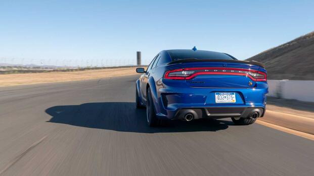 2020 Dodge Charger Scat Pack Blue Rear View Track Driving
