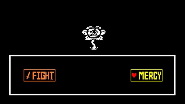 Facing Flowey in battle in Undertale