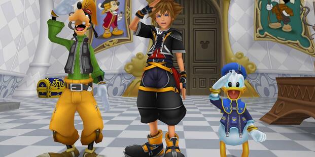 A cutscene featuring characters in Kingdom Hearts 2