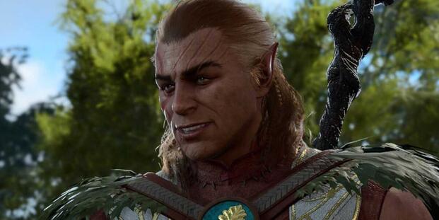 Baldur's Gate 3 Halsin in a conversation