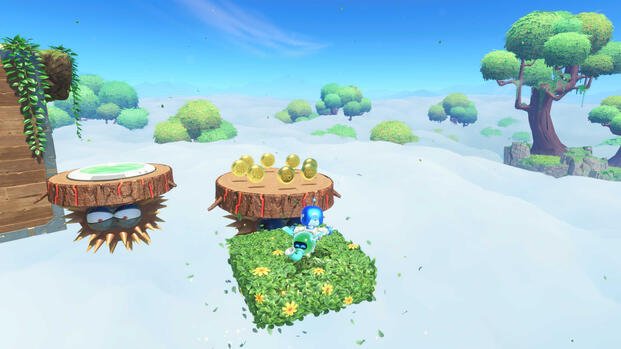 Jumping onto sky platforms in Astro Bot (2024)