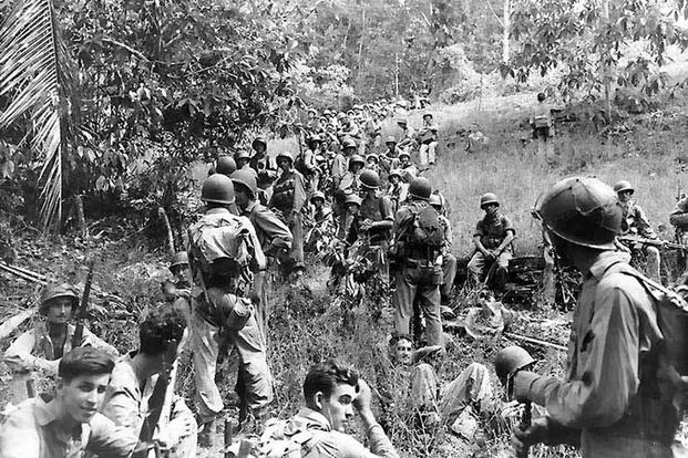 U.S. Marines rest in the field on Guadalcanal, circa August-December 1942. (U.S. Navy photo)