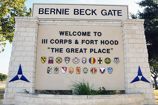 At Fort Hood's main gate entrants are greeted by a sign point out that this installation is "The Great Place." (U.S. Army photo)