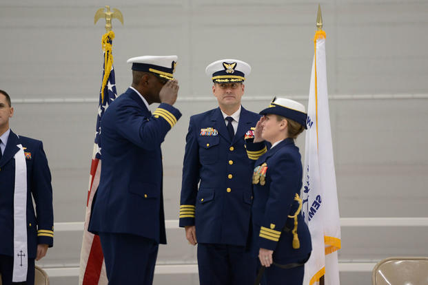 Cmdr. Nan Silverman-Wise relieved Cmdr. Ronzelle Green as commanding officer of Coast Guard Port Security Unit 308 in an official change of command ceremony in Gulfport, Miss., Dec. 5, 2015. (Photo: Petty Officer 2nd Class Ryan Tippets)