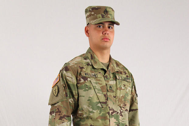 A U.S. Army soldier displays the new camouflage uniform soldiers can start buying on July 1. U.S. Army photo