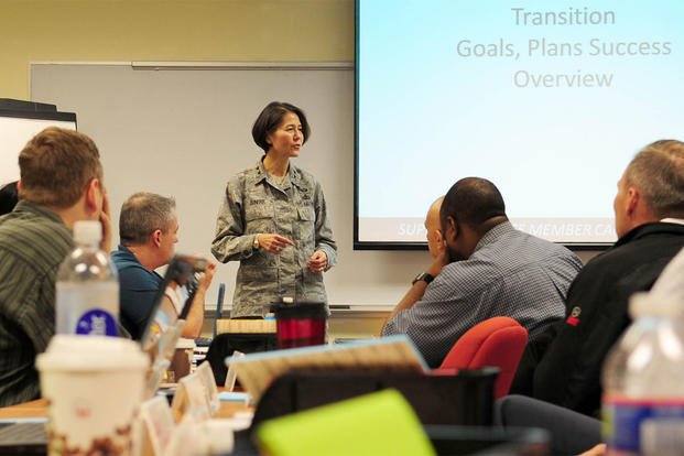 A Transition Assistance Program class is conducted at the Military and Family Support Center, Joint Base Andrews, Md.