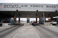 Military authorities say a detained Marine had firearms, a silencer, body armor and ammunition in his pickup truck when he tried to enter Offutt Air Force Base. (U.S. Air Force photo/Josh Plueger)
