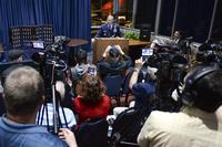FILE PHOTO -- Chief of Staff of the Air Force, Gen. David L. Goldfein, responds to a media question during a press conference at the National Museum of the United States Air Force, April 18, 2017. (U.S. Air Force/Wesley Farnsworth)