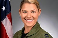 Capt. Captain Zoe M. Kotnik was the first female commander of the United States Air Force F-16 Viper Demonstration Team (U.S. Air Force)