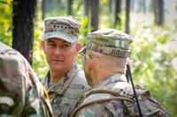 Gen. Stephen J. Townsend toured the Maneuver Center of Excellence and Fort Benning, Georgia, led by the MCoE and Fort Benning commanding general, Maj. Gen. Gary M. Brito, Aug. 15, 2018. (U.S. Army/Markeith Horace, Maneuver Center of Excellence, Fort Benning Public Affairs)