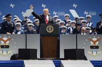 President Donald Trump delivers the graduation address to the U.S. Air Force Academy Class of 2019 at Falcon Stadium in Colorado Springs, Colorado, on May 30, 2019. Nine-hundred-eighty-nine cadets graduated to become the newest second lieutenants in the Air Force. (U.S. Air Force photo/Darcie L. Ibidapo)