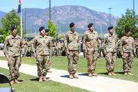 From left: Spc. Jacob S. Shontz, Spc. Joseph Smith, 1st Lt. Cooper L. Lemons, Sgt. 1st Class John Ballenger, Staff Sgt. Timme L. Jones, and Spc. Benaiah O. Wiedenhoft, all with 1st Battalion, 12th Infantry Regiment, 2nd Infantry Brigade Combat Team, 4th Infantry Division, receive awards in front of their peers and leaders June 11, 2019, during a ceremony at Fort Carson. (Photo by Staff Sgt. Neysa Canfield)