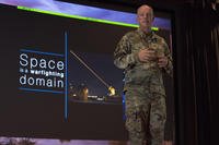 Gen. John &quot;Jay&quot; Raymond, the commander of Air Force Space Command and the Joint Force Space Component Command, hosted an all-call on July 2, 2019, at Vandenberg Air Force Base, Calif. During the all-call Raymond discussed many topics regarding the Air Force Space Command community and how space is now a warfighting domain. (Clayton Wear/Air Force)