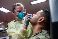 COVID-19 test aboard the hospital ship USNS Comfort