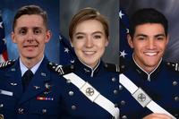 Three of the 88 Air Force Academy graduates who will directly transfer to U.S. Space Force.