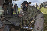 Capt. Kimberly McCarty after a simulated chemical attack during Exercise Lightning Forge.