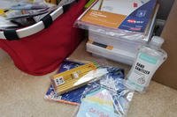 piles of school supplies