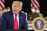 President Trump at a briefing at U.S. Southern Command headquarters.