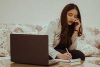 Woman getting mortgage pre approval online